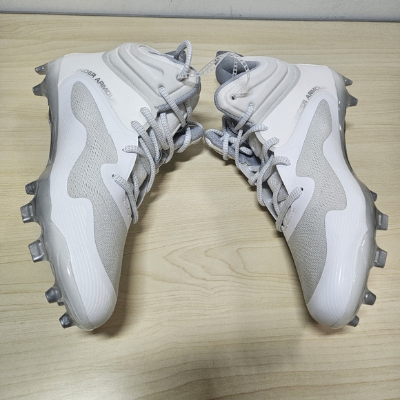 Under Armour Command MC Mid Lacrosse Cleats White Gray 3025639-100 Men's Size 10 - Picture 2 of 9